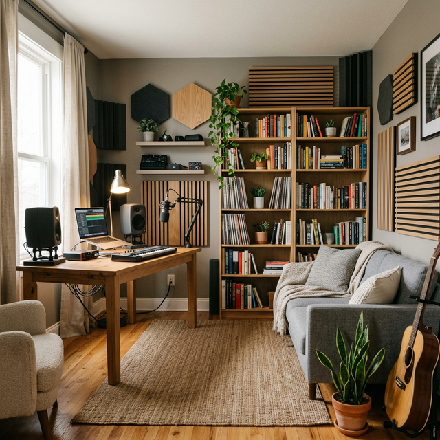 Bibliothèque et setup studio
